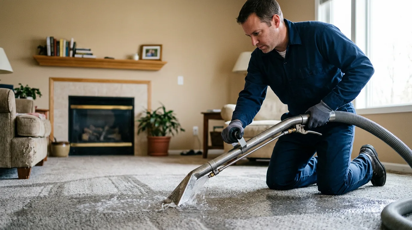 Water damage restoration technician working near Norway, KS